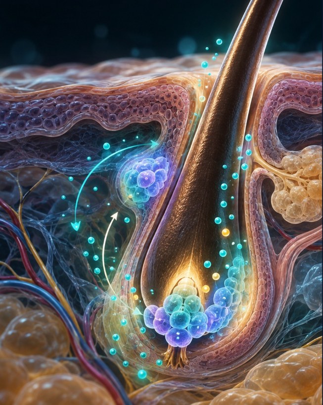 Scientific illustration for hair growth support